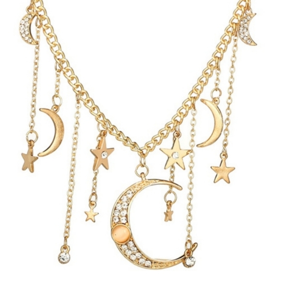 Moon & Stars Celestial Boho Necklace - Picture 2 of 6